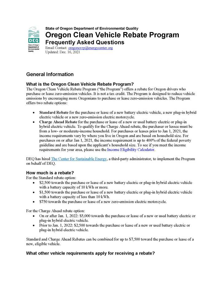 Oregon Clean Air Rebate